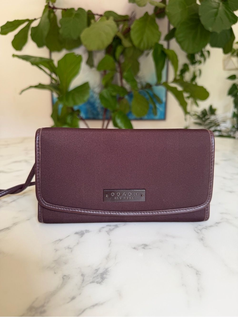 Coach Neo Envelope Swing Wallet 6294 Mahogany Brown Crossbody Bag Neoprene 90s